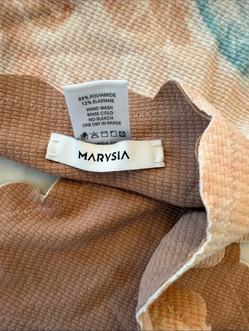 Marysia Scalloped Bandeau Bikini Set in Peach Tie-Dye - Picture 4 of 5